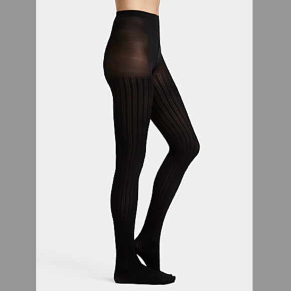 Black microfiber twisted tights made in Italy NWT - Picture 1 of 6